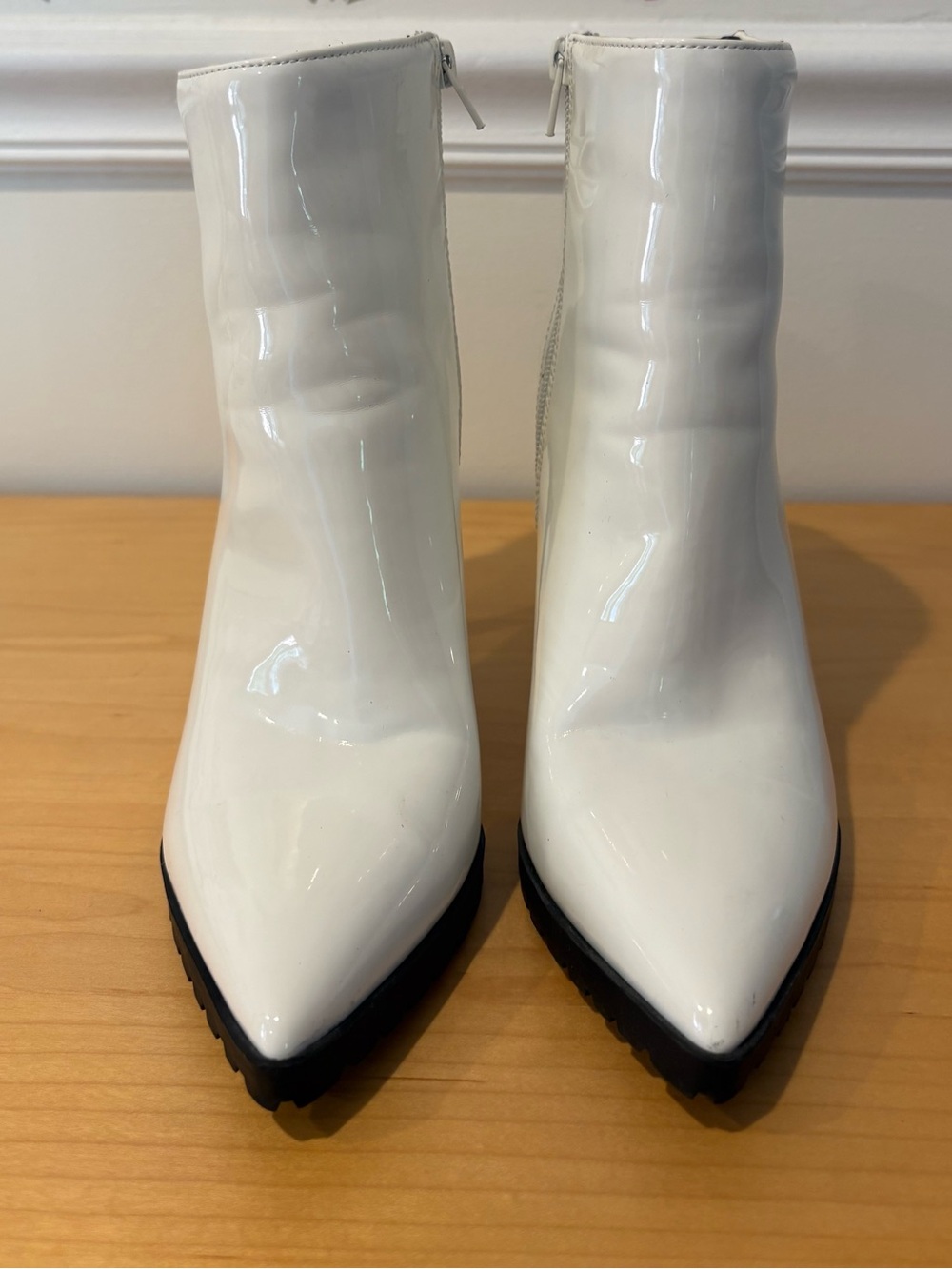 Mix No. 6 White Patent Pointed-Toe Ankle Booties
